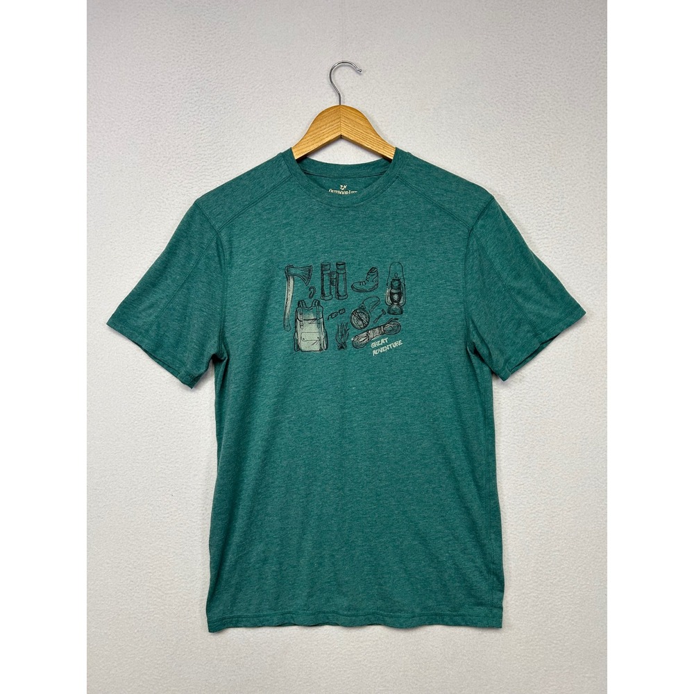 Gorpcore Outdoor Life Mens Small Green Great Adventure Graphic T-Shirt
